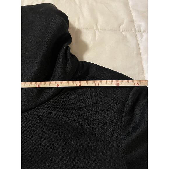 VTG. black maxi dress–Ruched funnel neck,covered buttons,long sleeve,ILGWU,USA - Picture 8 of 14